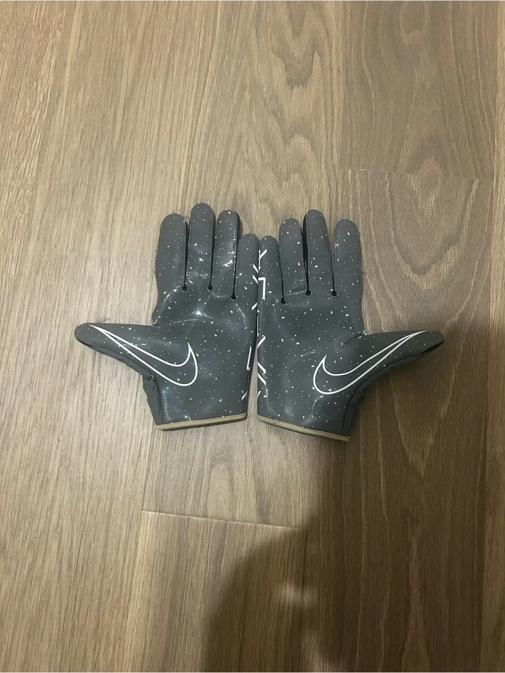 Nike Gray Black Grip Football Gloves